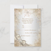 RSVP Silver Beige Cream Pearl Bow Snowflake Kaart (Achterkant)