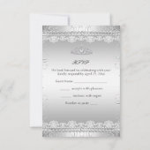 RSVP Silver Bow & Lace Quinceanera Birthday Kaart (Achterkant)