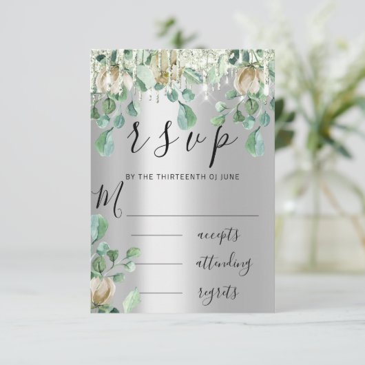 RSVP Silver Drives Buwende Mint Green Florals (Staand voorkant)