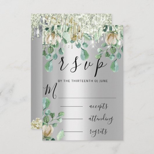 RSVP Silver Drives Buwende Mint Green Florals (Voorkant / Achterkant)