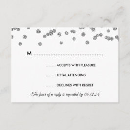 RSVP Silver Faux Glitter Confetti Black Kaartje