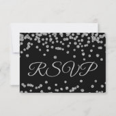 RSVP Silver Faux Glitter Confetti Black Kaartje (Achterkant)