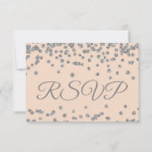 RSVP Silver Faux Glitter Confetti Blush Kaartje (Achterkant)
