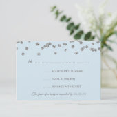 RSVP Silver Faux Glitter Confetti Ice Blue Kaartje (Staand voorkant)
