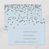 RSVP Silver Faux Glitter Confetti Ice Blue Kaartje (Voorkant / Achterkant)