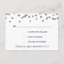 RSVP Silver Faux Glitter Confetti Navy Blu