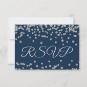 RSVP Silver Faux Glitter Confetti Navy Blu Kaartje (Achterkant)
