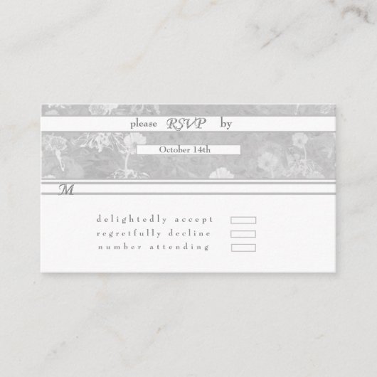 RSVP Silver Floral Wedding Enclosure Kaart (Voorkant)
