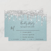 RSVP Silver Grey Drift Wedding Event Aqua Blue (Voorkant / Achterkant)