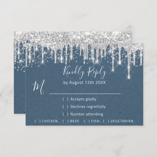 RSVP Silver Grey Drift Wedding Event Confetti (Voorkant / Achterkant)