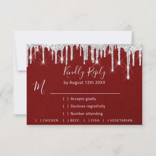 RSVP Silver Grey Drift Wedding Event Red (Voorkant)