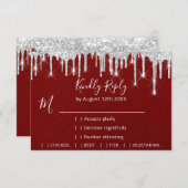 RSVP Silver Grey Drift Wedding Event Red (Voorkant / Achterkant)
