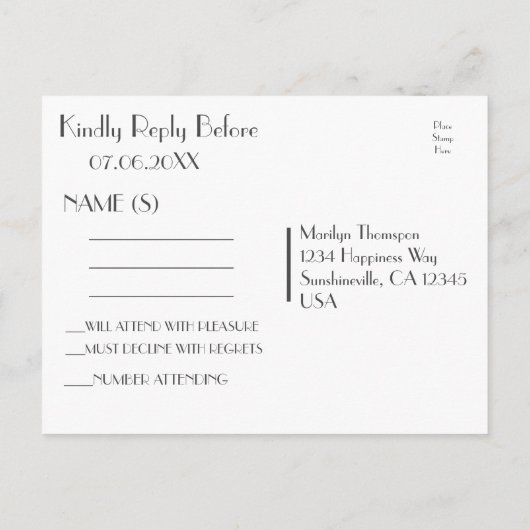 RSVP Silver Luxury Uitnodiging Briefkaart (Achterkant)