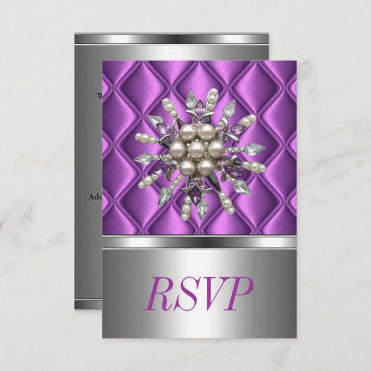 RSVP Silver Mauve Paarse Crystal Jewel (Voorkant / Achterkant)