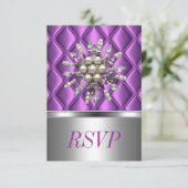 RSVP Silver Mauve Paarse Crystal Jewel Kaartje (Staand voorkant)