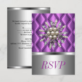 RSVP Silver Mauve Paarse Crystal Jewel Kaartje (Voorkant / Achterkant)