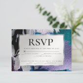 RSVP | Silver Metallic Blauwgroen Lila Kaart (Staand voorkant)
