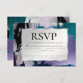RSVP | Silver Metallic Blauwgroen Lila Kaart (Voorkant / Achterkant)