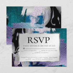 RSVP   Silver Metallic Blauwgroen Lila Kaart