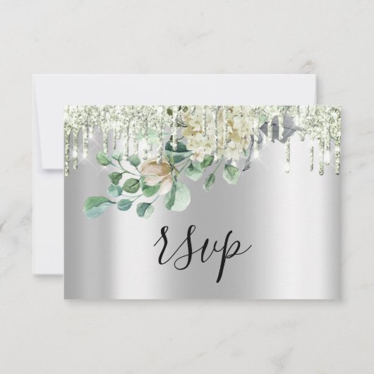 RSVP Silver Wedding Glitter Bridal Mint Gree Drift (Achterkant)