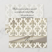 RSVP Silver Wedding Jubileum, Fleur de Lis Kaartje (Voorkant / Achterkant)