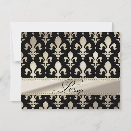 RSVP Silver Wedding Jubileum, Fleur de Lis Kaartje (Voorkant)