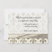 RSVP Silver Wedding Jubileum, Fleur de Lis Kaartje (Achterkant)