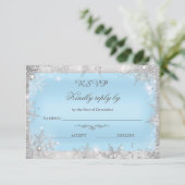 Rsvp Silver Winter Wonderland Blue Bedankkaart (Staand voorkant)