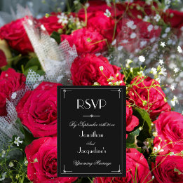 RSVP Simple Elegant Black Classic Wedding RSVP Uitnodiging Briefkaart