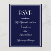 RSVP Simple Elegant Navy Blue Wedding RSVP Antwoor Uitnodiging Briefkaart (Voorkant)