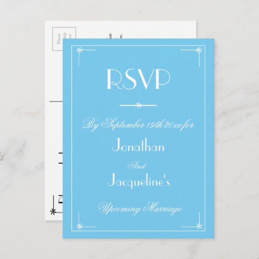 RSVP Simple Modern Aqua Blue Wedding RSVP Uitnodiging Briefkaart (Voorkant / Achterkant)