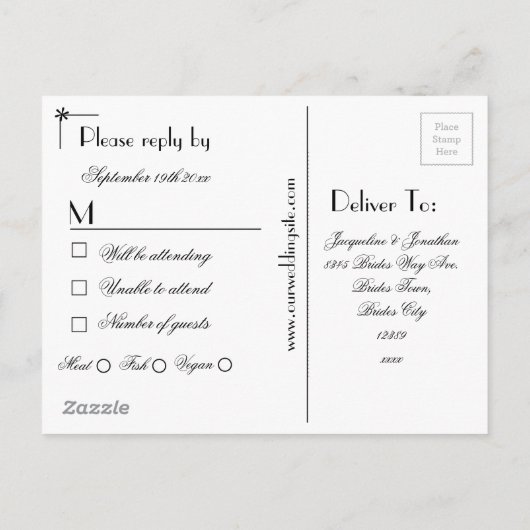 RSVP Simple Modern Aqua Blue Wedding RSVP Uitnodiging Briefkaart (Achterkant)