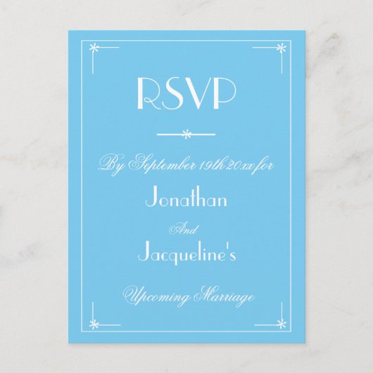 RSVP Simple Modern Aqua Blue Wedding RSVP Uitnodiging Briefkaart (Voorkant)