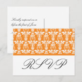 RSVP Sinaasappel Damask bruiloft Briefkaarten (Voorkant / Achterkant)