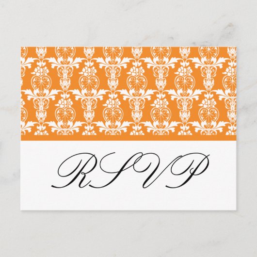 RSVP Sinaasappel Damask bruiloft Briefkaarten (Voorkant)