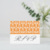 RSVP Sinaasappel Damask bruiloft Briefkaarten (Staand voorkant)