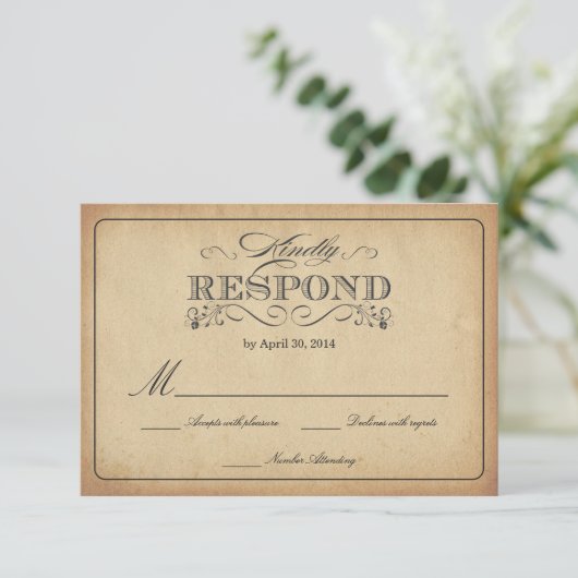 RSVP  Sined Parchment Wedding Reply (Staand voorkant)