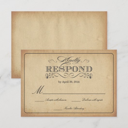 RSVP  Sined Parchment Wedding Reply (Voorkant / Achterkant)