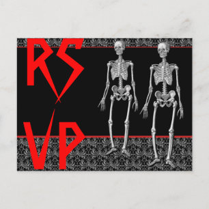 RSVP Skeletons - Halloweenfeest, spookhuis Uitnodiging Briefkaart