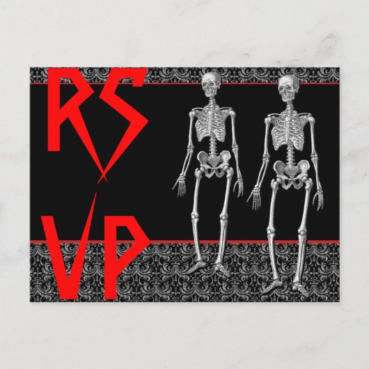 RSVP Skeletons - Halloweenfeest, spookhuis Uitnodiging Briefkaart (Voorkant)