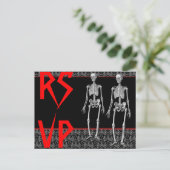 RSVP Skeletons - Halloweenfeest, spookhuis Uitnodiging Briefkaart (Staand voorkant)