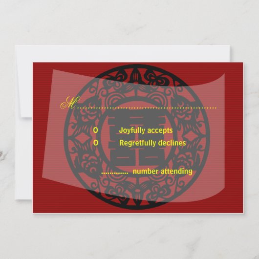 RSVP sla de datum van de chinese trouwuitnodigkaar Save The Date (Achterkant)
