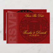 RSVP sla de datum van de chinese trouwuitnodigkaar Save The Date (Voorkant / Achterkant)