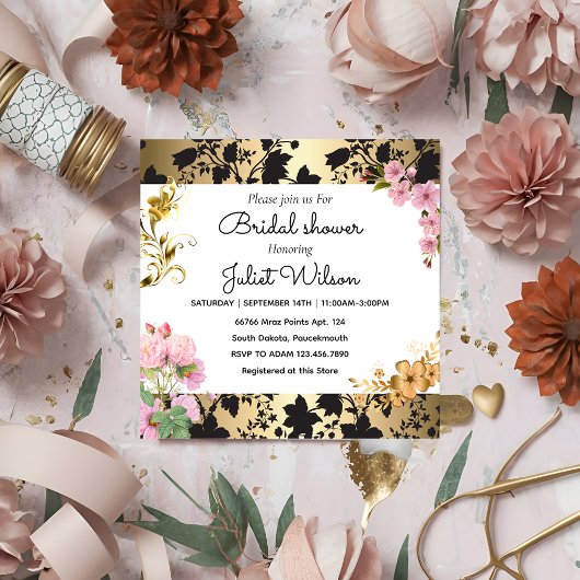 RSVP Soiree Wit Blauwgroen damast vrijgezellenfees Kaart