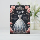 RSVP Spaans Quinceañera Rosas (Staand voorkant)