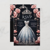 RSVP Spaans Quinceañera Rosas (Voorkant / Achterkant)