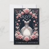 RSVP Spaans Quinceañera Rosas (Voorkant)