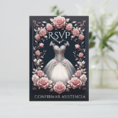 RSVP Spaans Quinceañera Rosas (Staand voorkant)