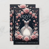 RSVP Spaans Quinceañera Rosas (Voorkant / Achterkant)