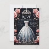RSVP Spaans Quinceañera Rosas Kaartje (Voorkant)